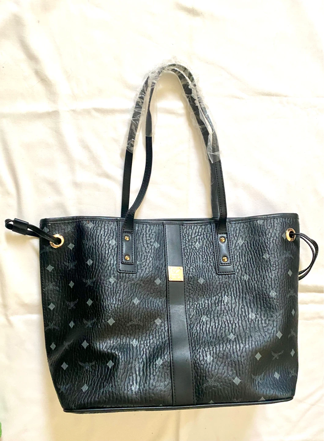 Stylish Black Monogram Tote Bag, New