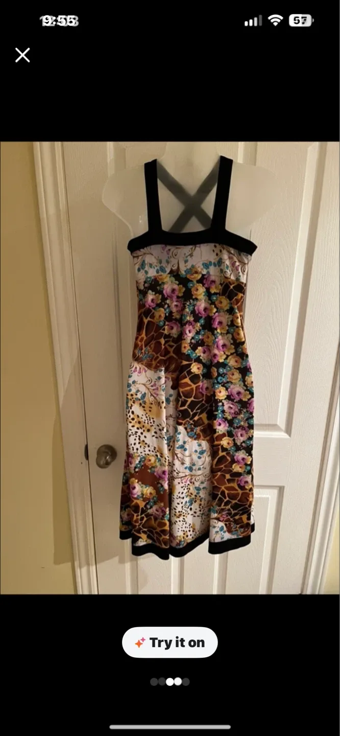 Patchwork Print Halter Dress with Floral and Animal Prints - photo 2