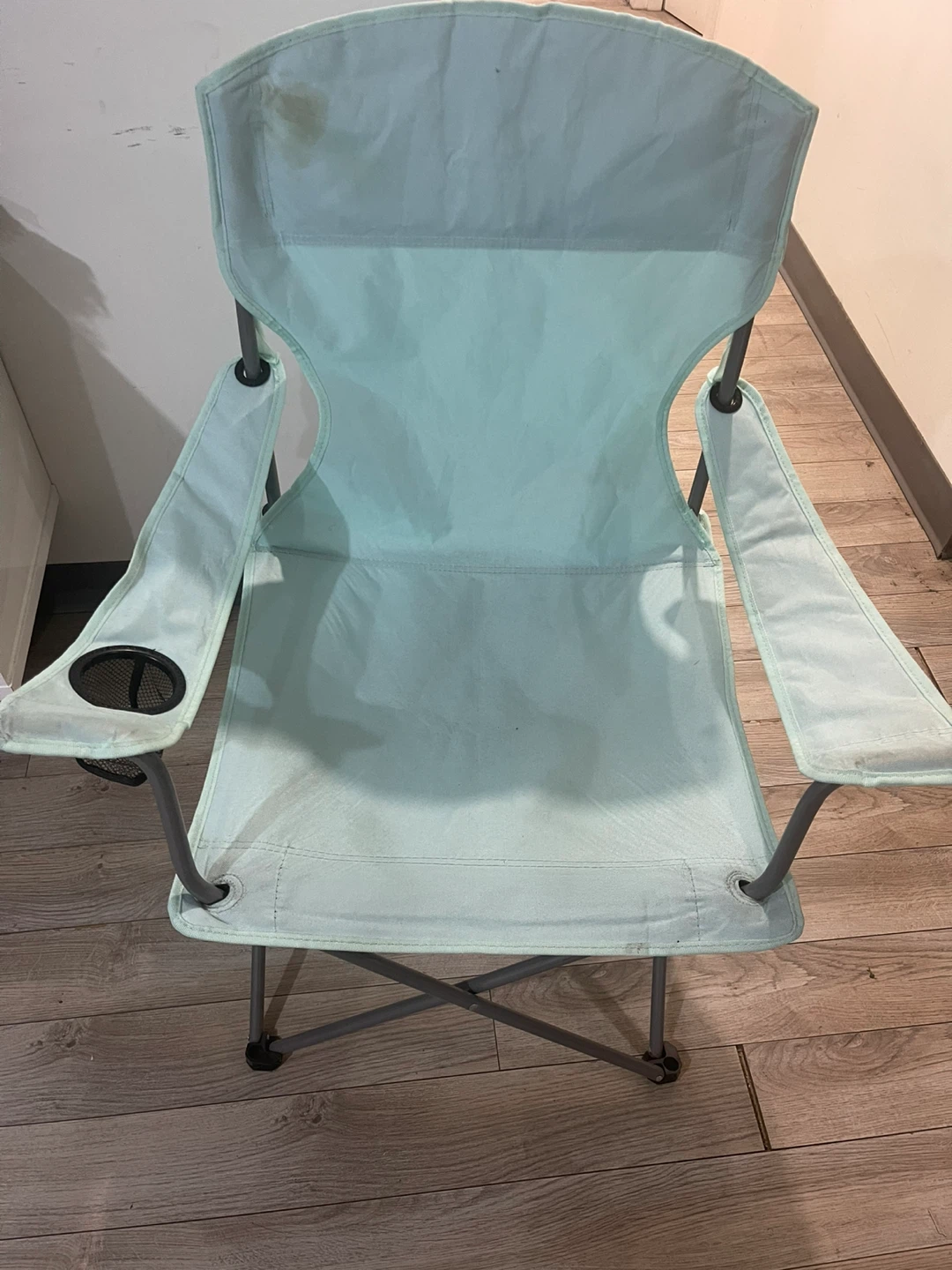 Light Blue Folding Camp Chair with Cup Holder