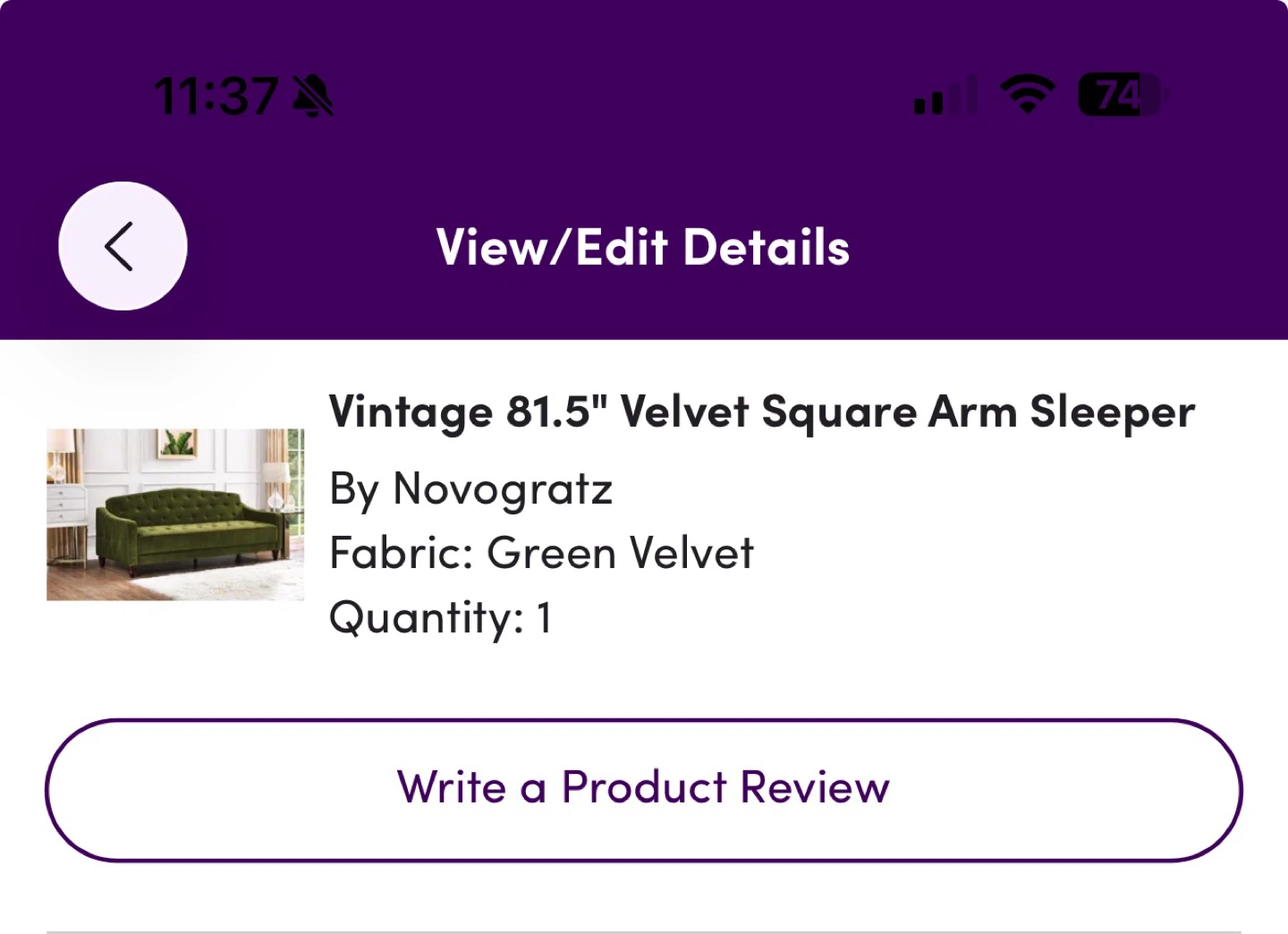 Novogratz Vintage 81.5" Velvet Sleeper Sofa - Green - photo 4