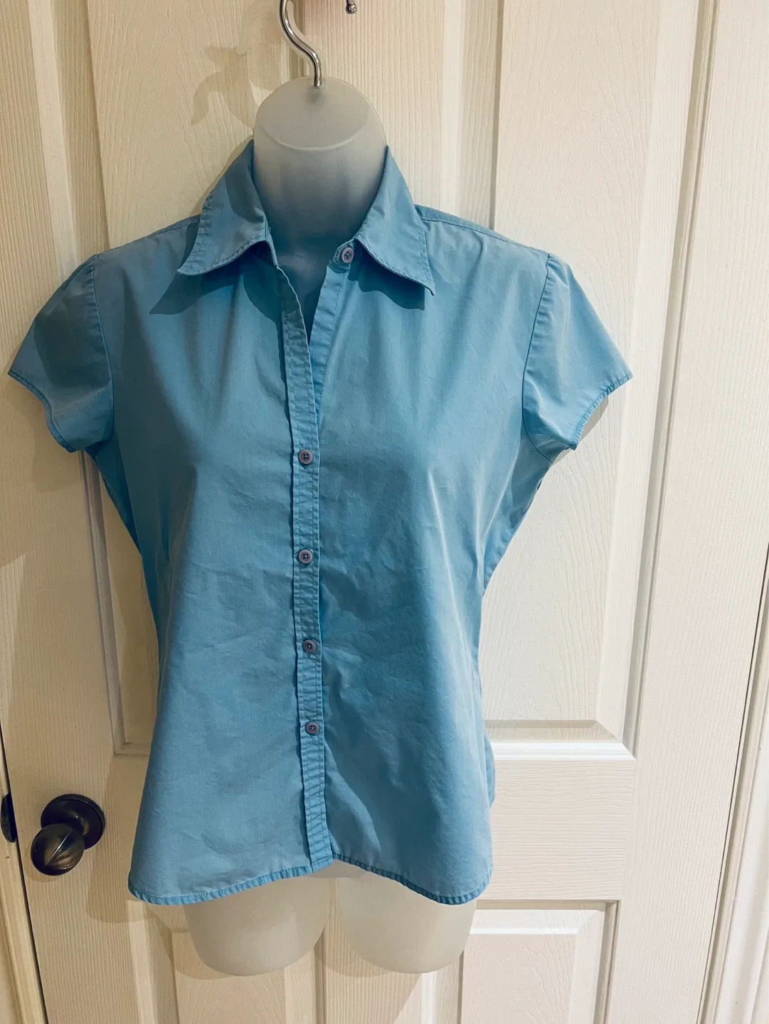 Jacob Blue Short-Sleeve Button-Up Shirt Size S/P