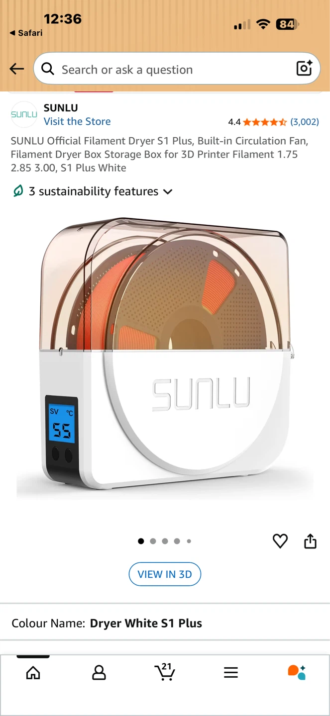SUNLU FilaDryer S1 Plus 3D Printing Filament Dryer Box Storage