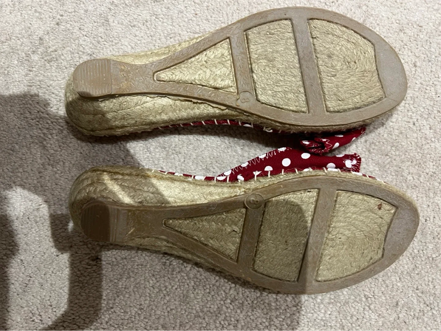 Greenwich Village Red Polka Dot Wedge Espadrille Sandals Size 8 - photo 3
