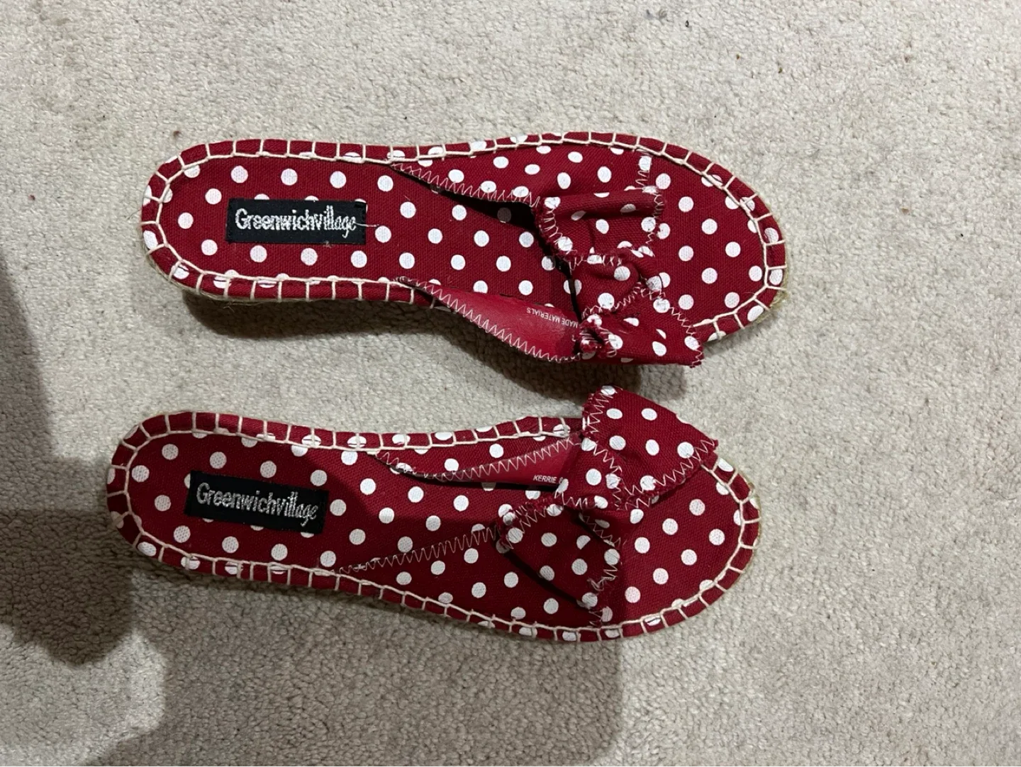 Greenwich Village Red Polka Dot Wedge Espadrille Sandals Size 8