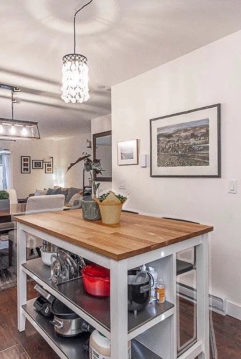 Wooden Top Kitchen Island with Storage