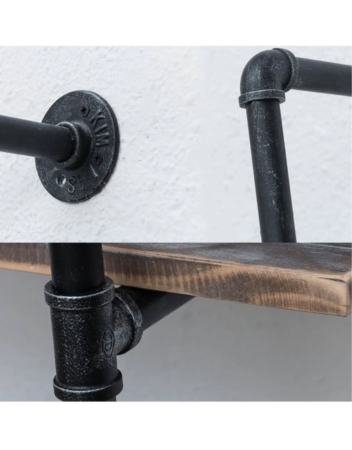MBQQ Industrial Pipe Shelf 3-Tier Rustic Wall Mount 36.2in - photo 4
