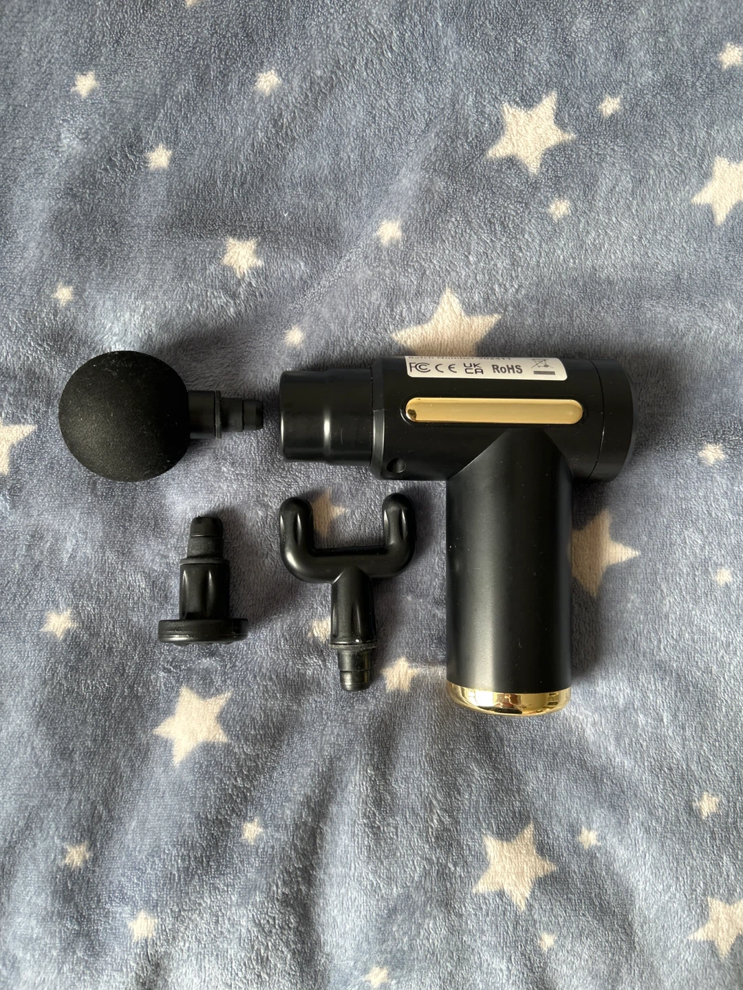 Black Massage Gun with 3 Attachments and USB Cable
