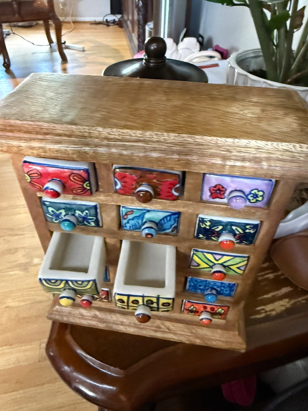 Wooden Jewelry Box with 15 Ceramic Drawers - photo 2