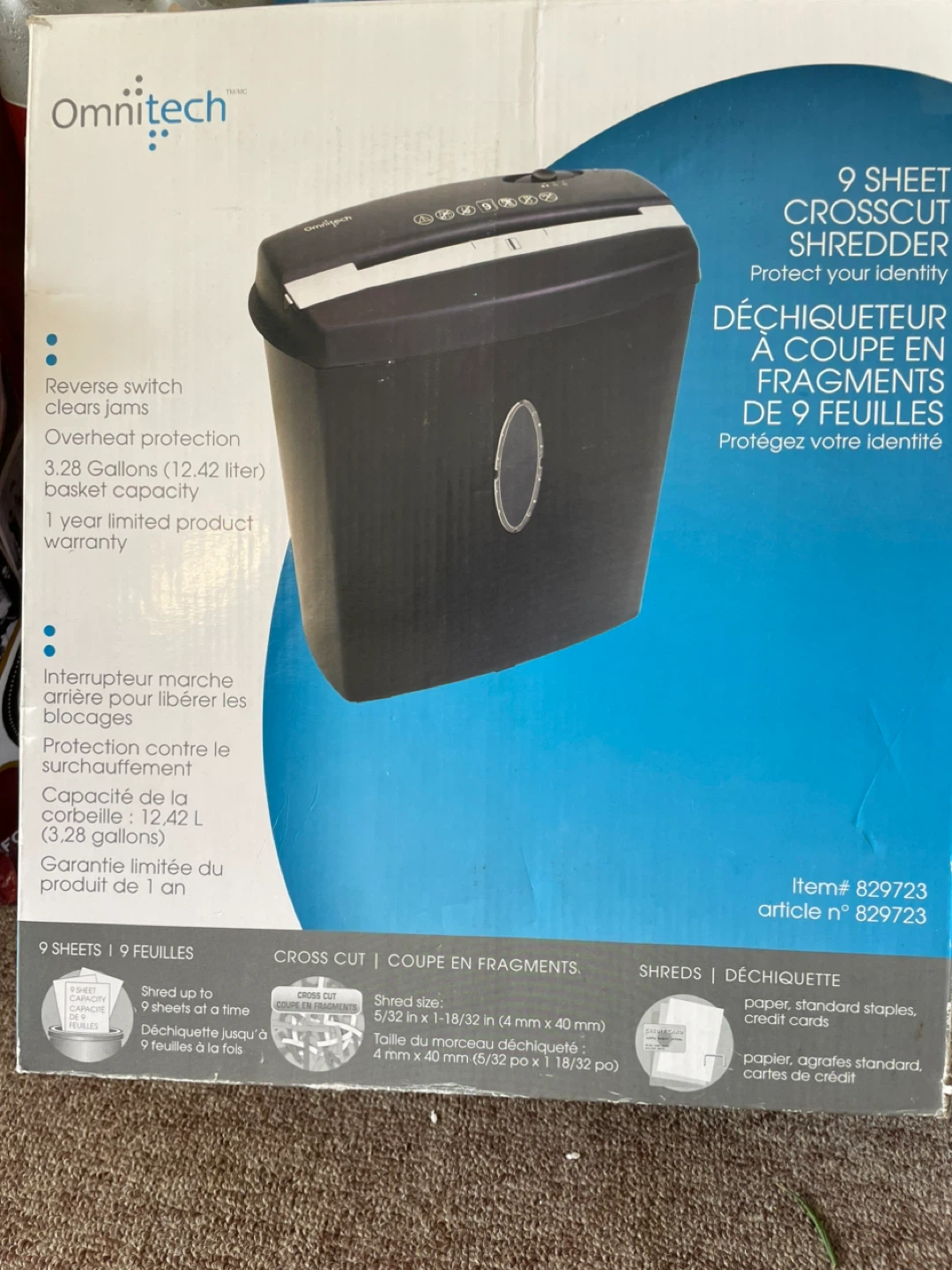 Omnitech 9 Sheet Cross-Cut Shredder