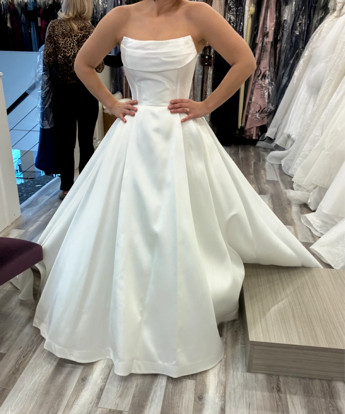 White Strapless A-Line Wedding Dress - photo 3