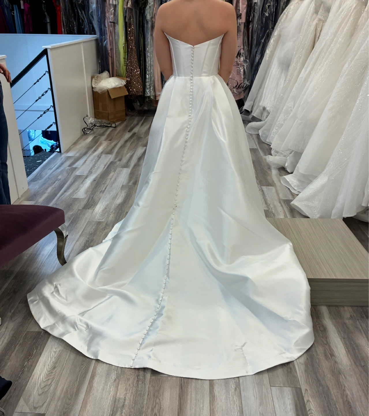 White Strapless A-Line Wedding Dress - photo 5