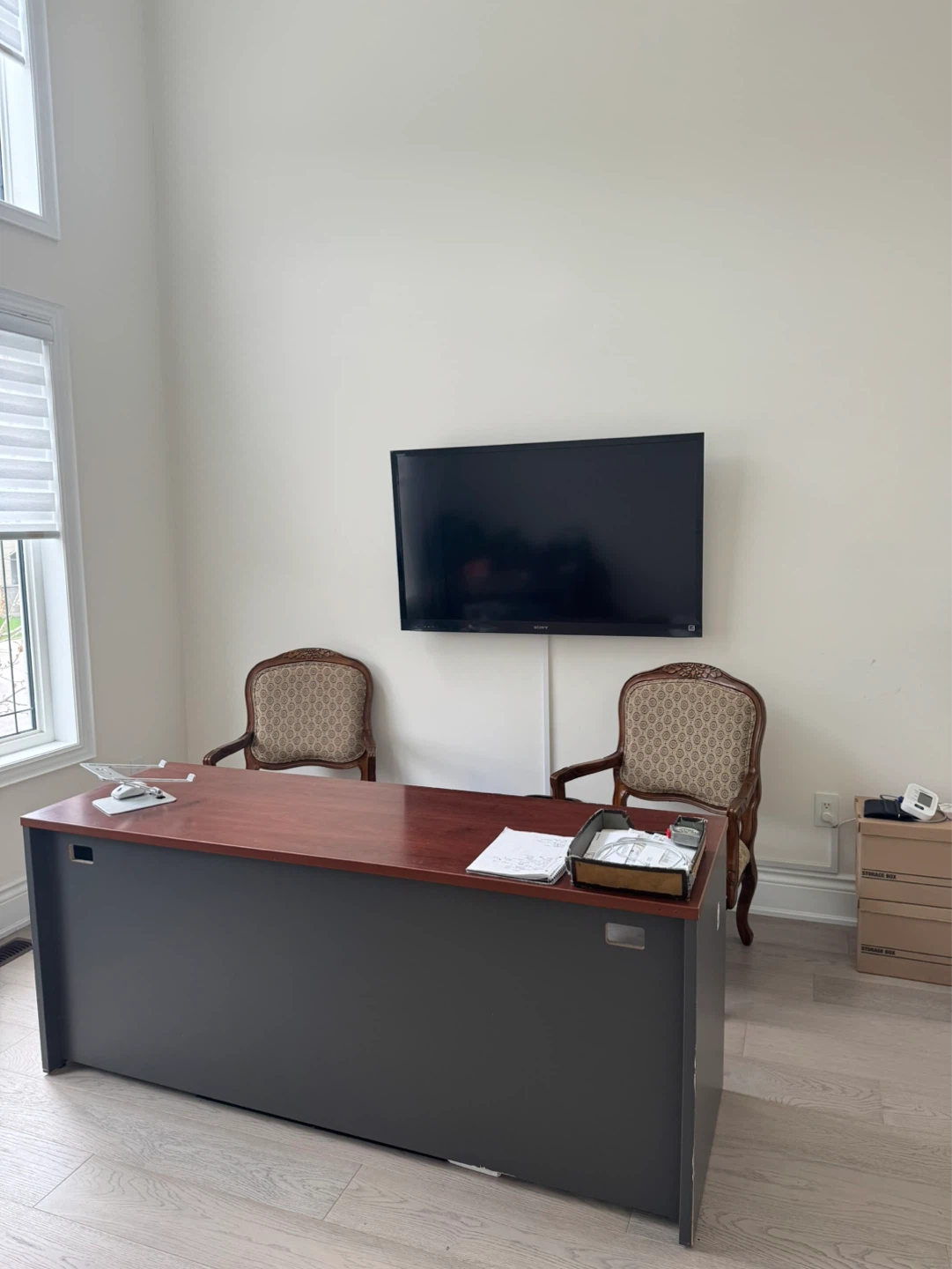 Office desk and chairs