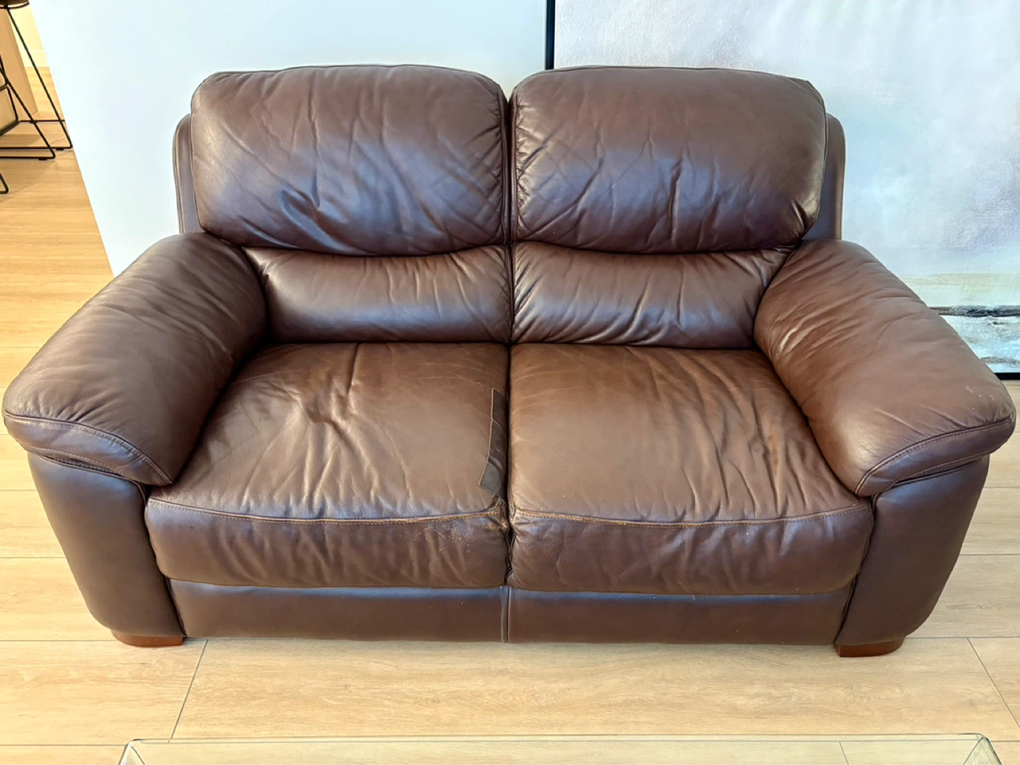 Brown Leather Loveseat