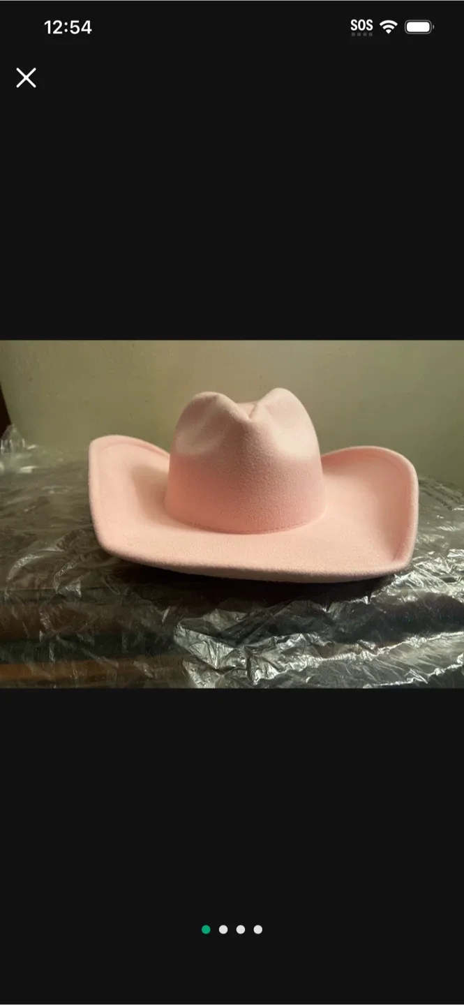 Pink Cowboy Hat with Rhinestone Hearts