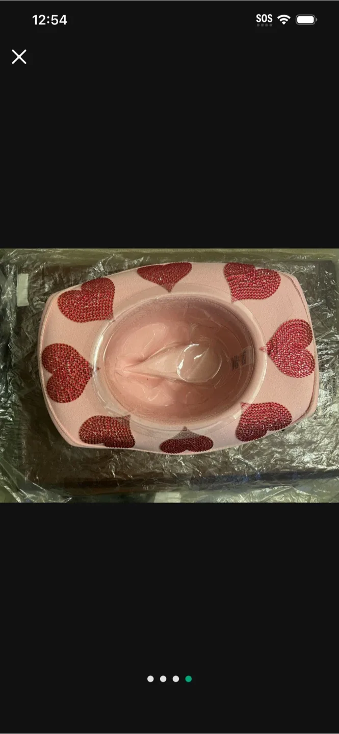 Pink Cowboy Hat with Rhinestone Hearts - photo 2