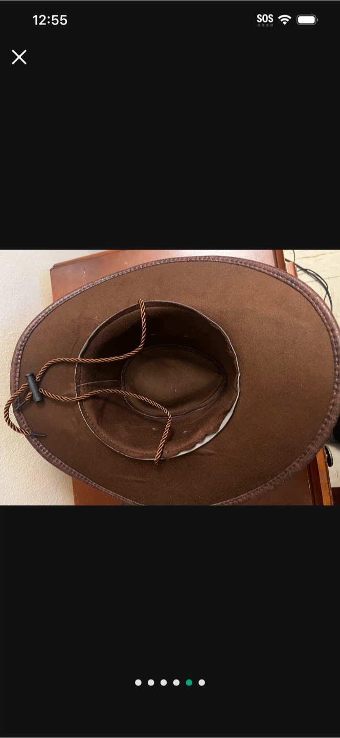 Brown Faux Leather Cowboy Hat with Western Embellishments - photo 4