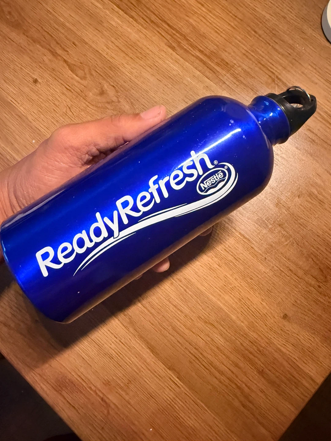 ReadyRefresh Nestle Blue Water Bottle with Carabiner