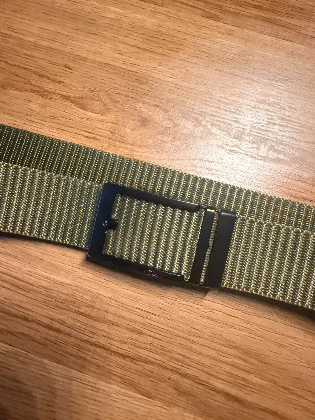Green Webbing Belt with Black Buckle