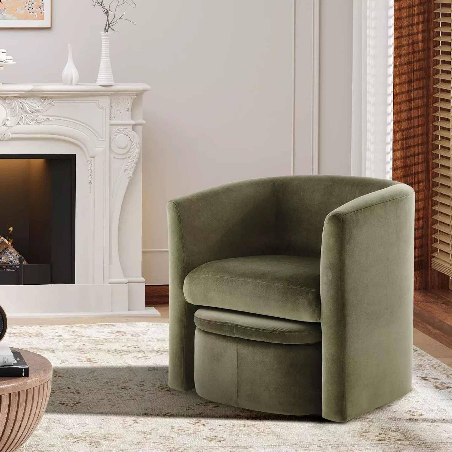 Velvet Armchair with Storage Ottoman