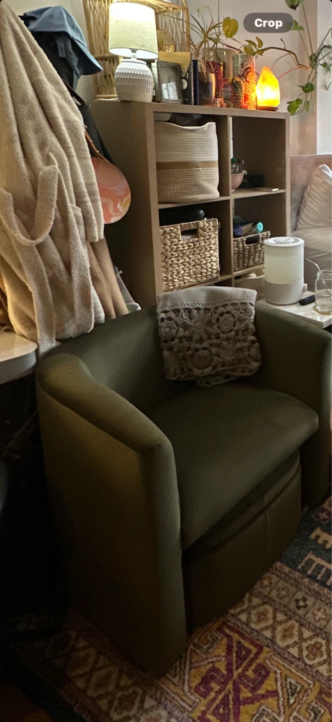 Velvet Armchair with Storage Ottoman - photo 4