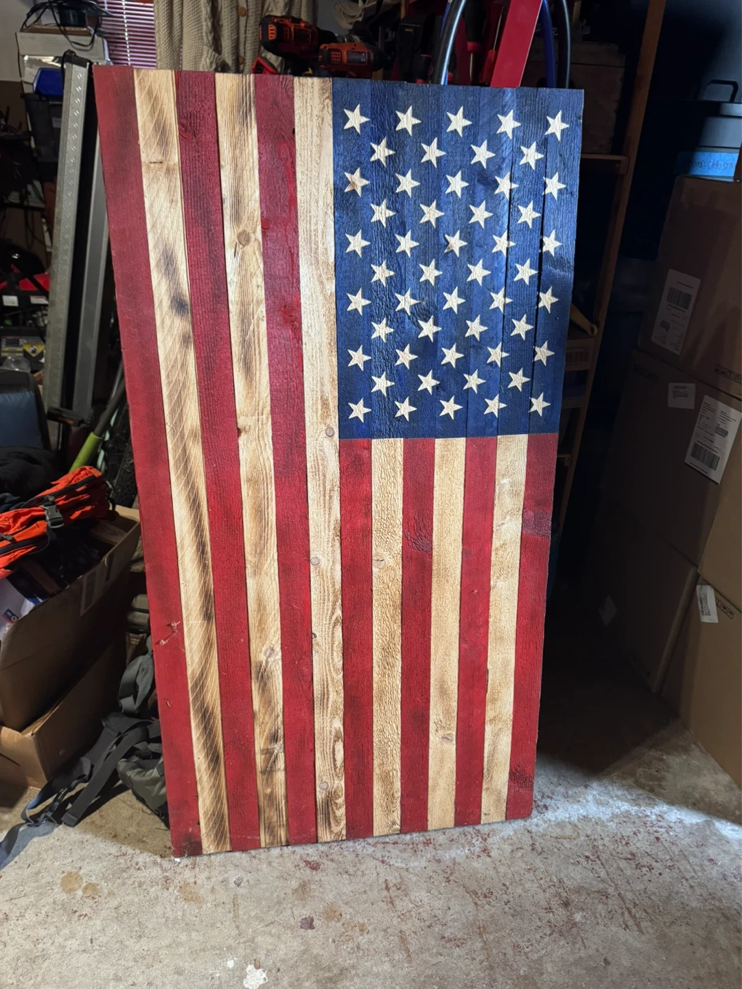 Rustic Wooden American Flag Decor