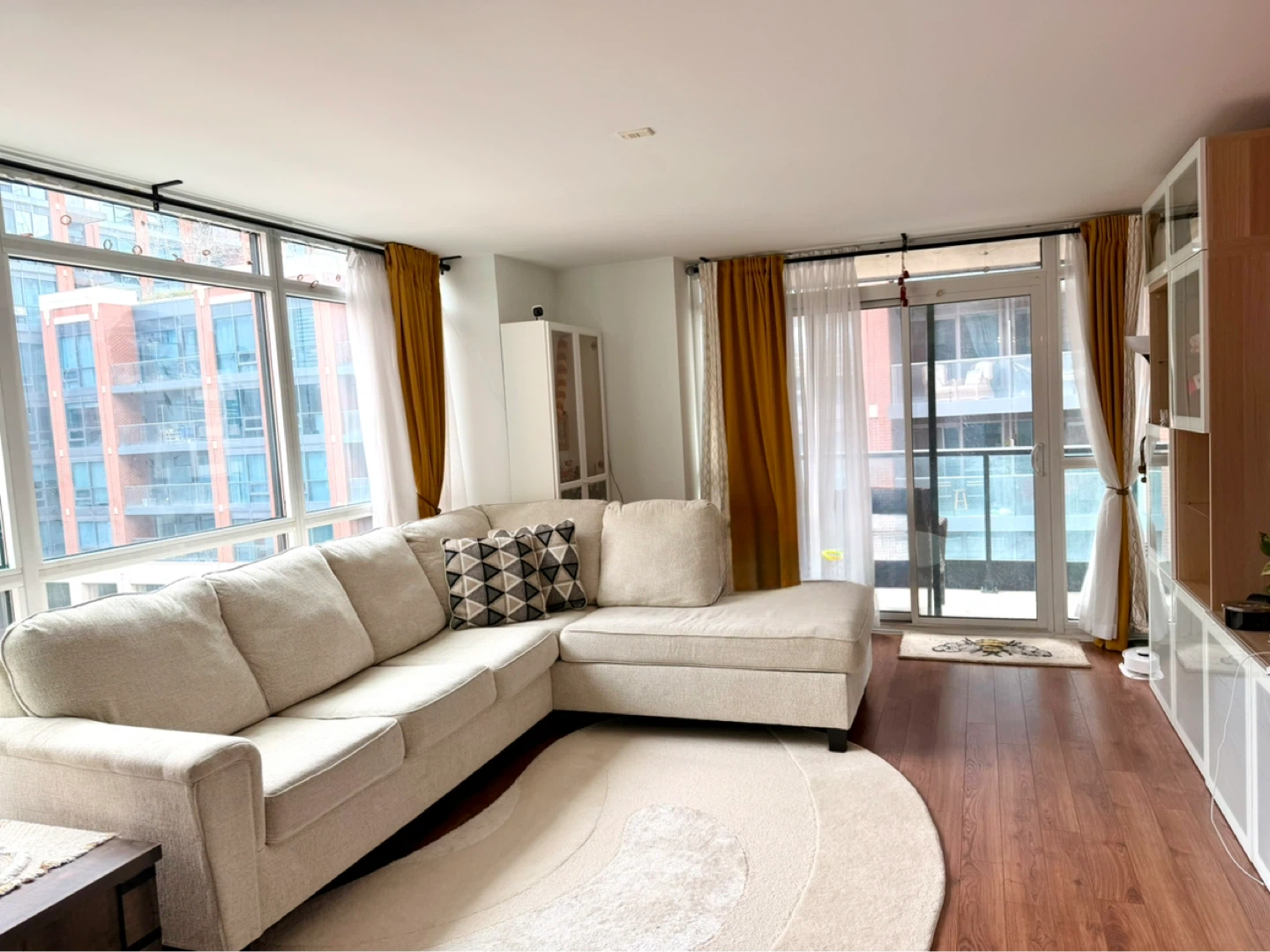 Cream Sectional Sofa with Chaise - photo 3