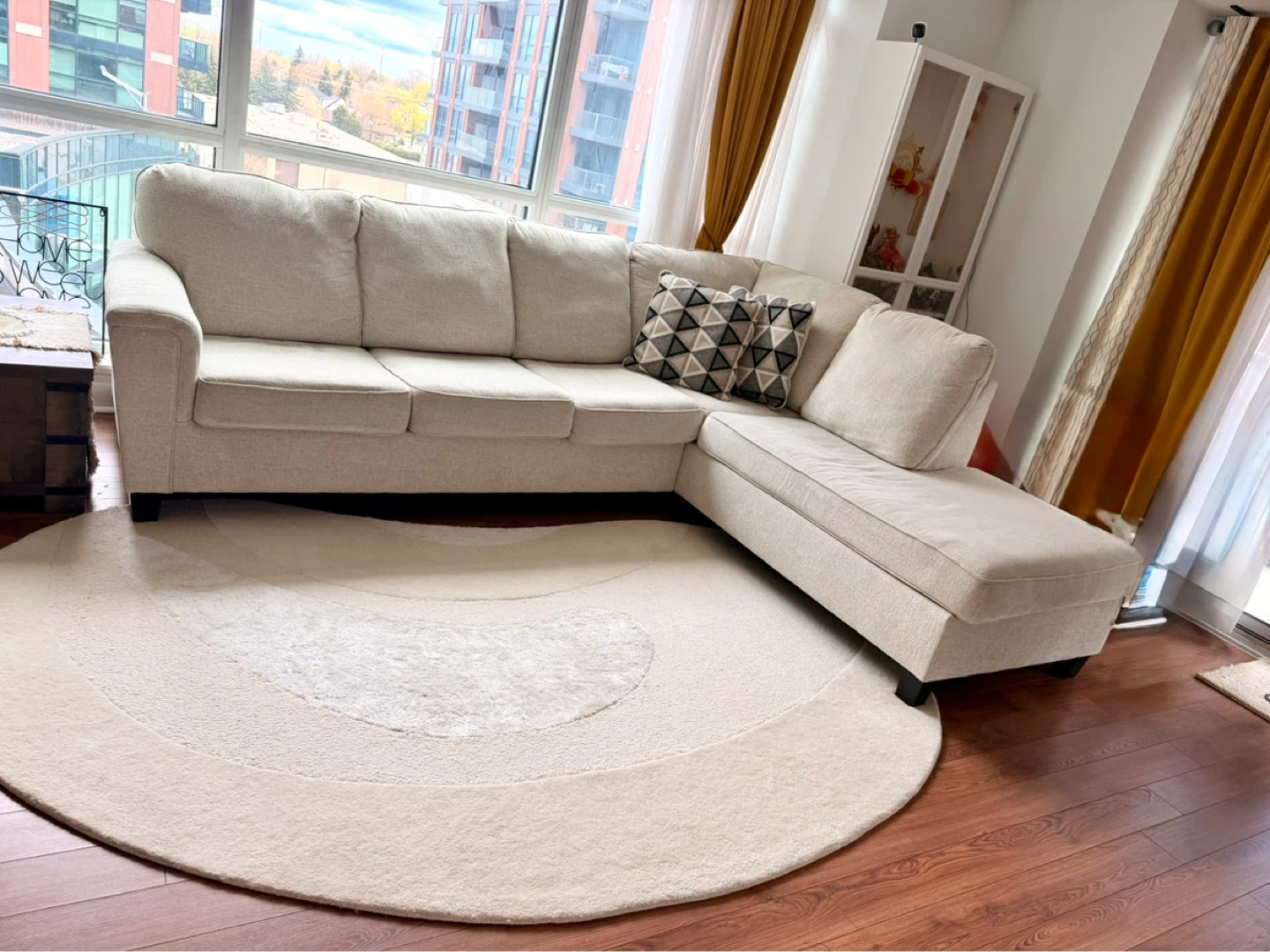 Cream Sectional Sofa with Chaise - photo 2
