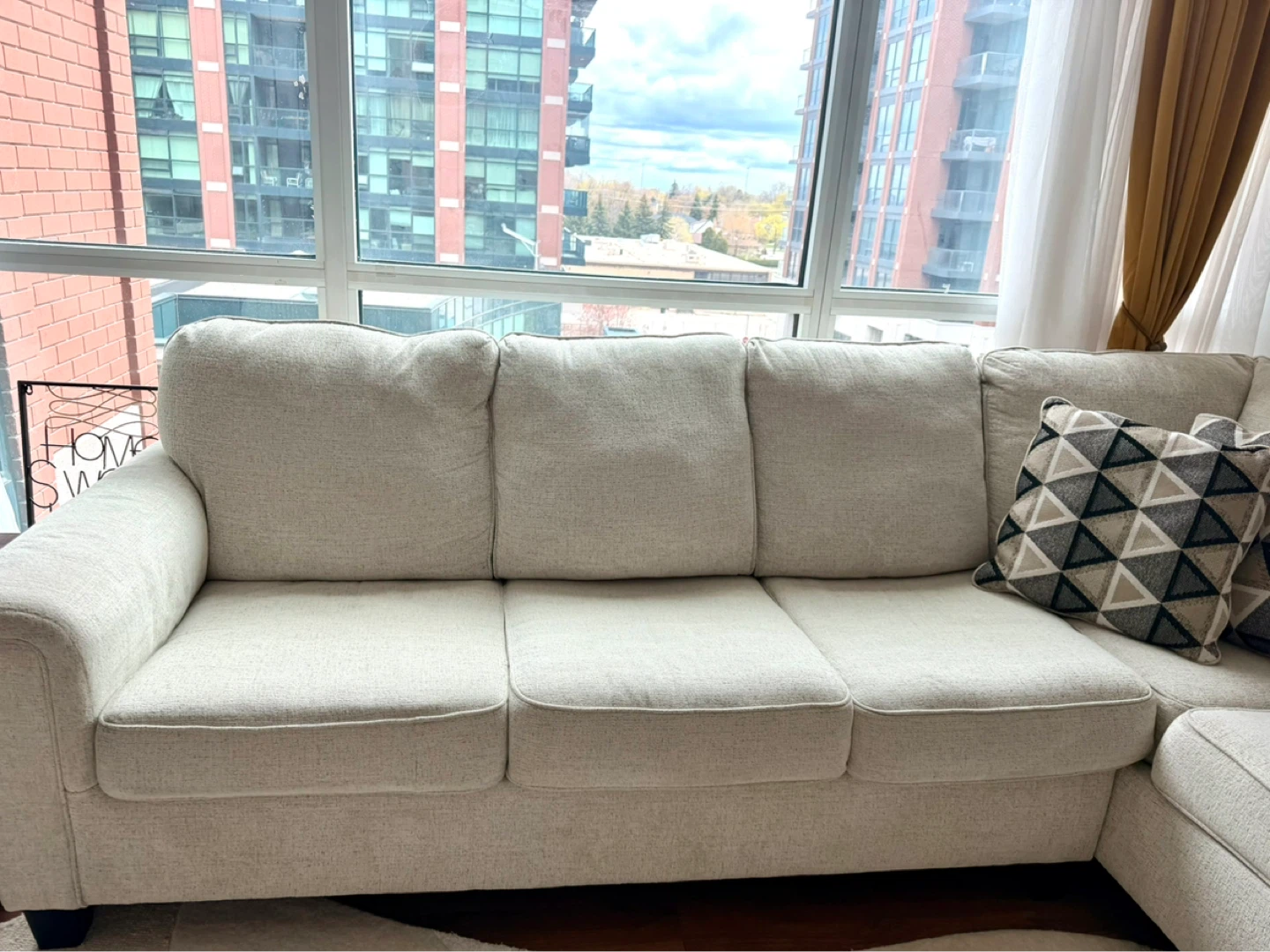 Cream Sectional Sofa with Chaise - photo 4