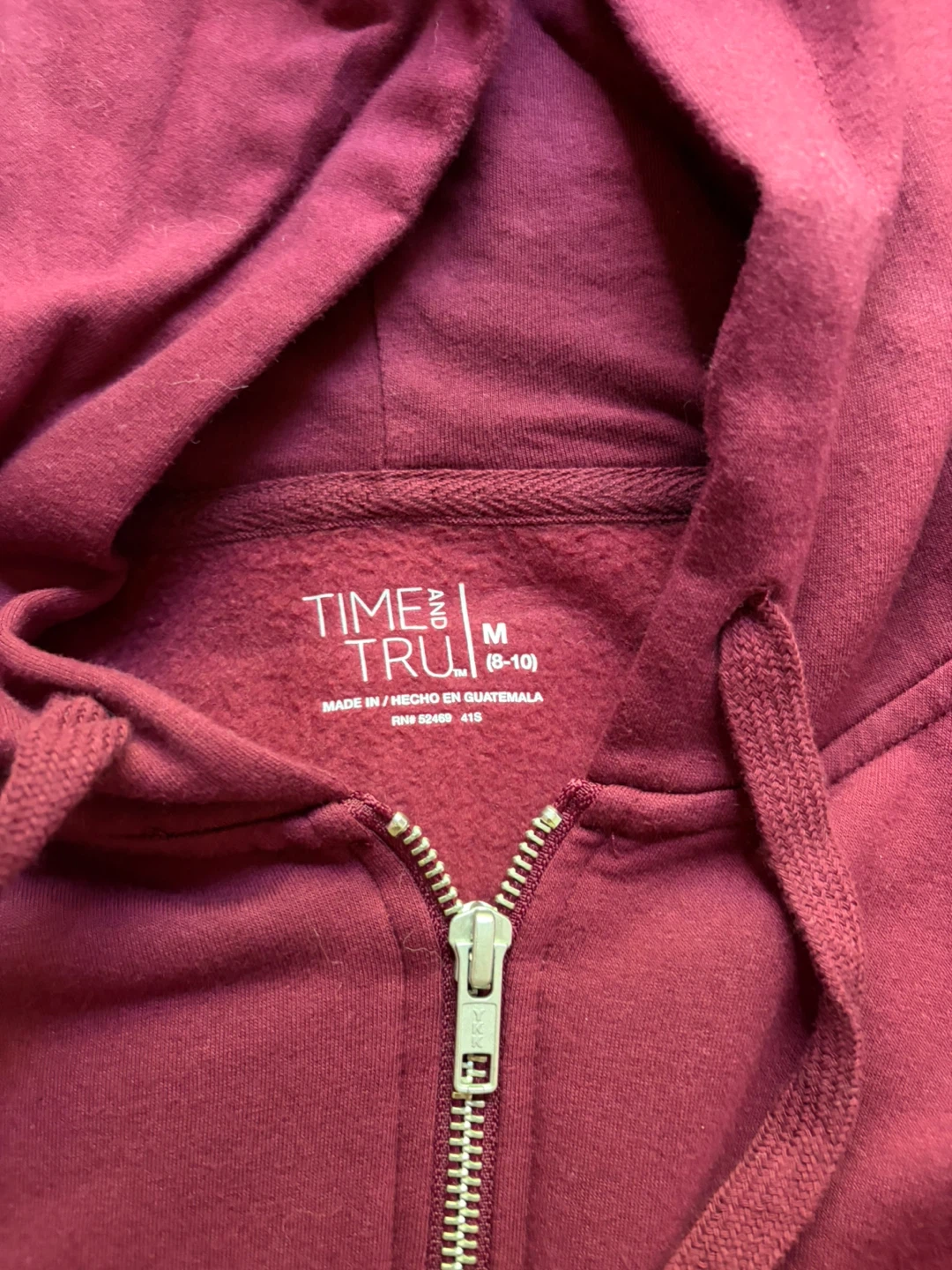Time and Tru Burgundy Zip-Up Hoodie - Size M - photo 2