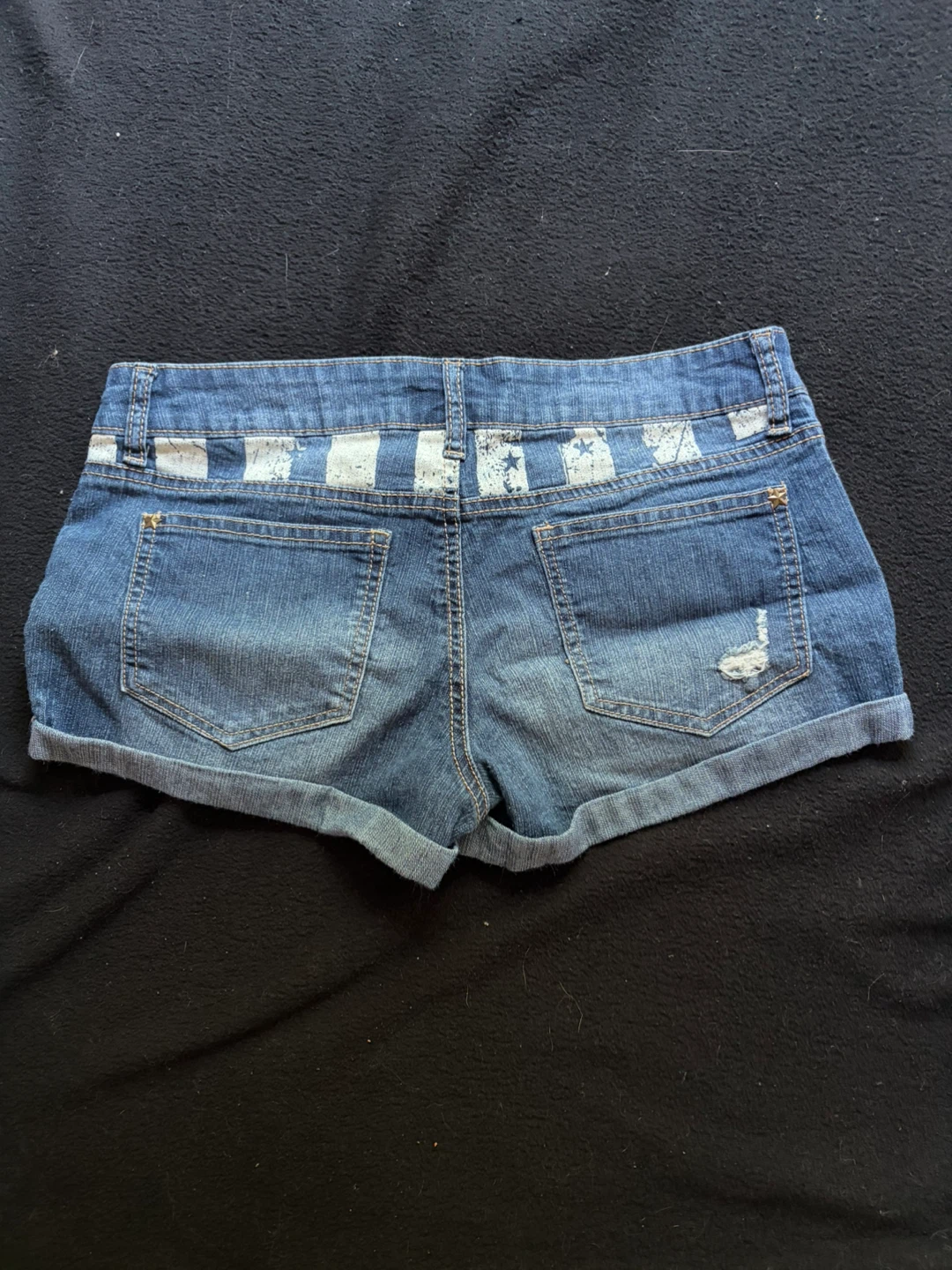Levi's Ashley Low Rise Denim Shorts American Flag Print Size 7 - photo 3