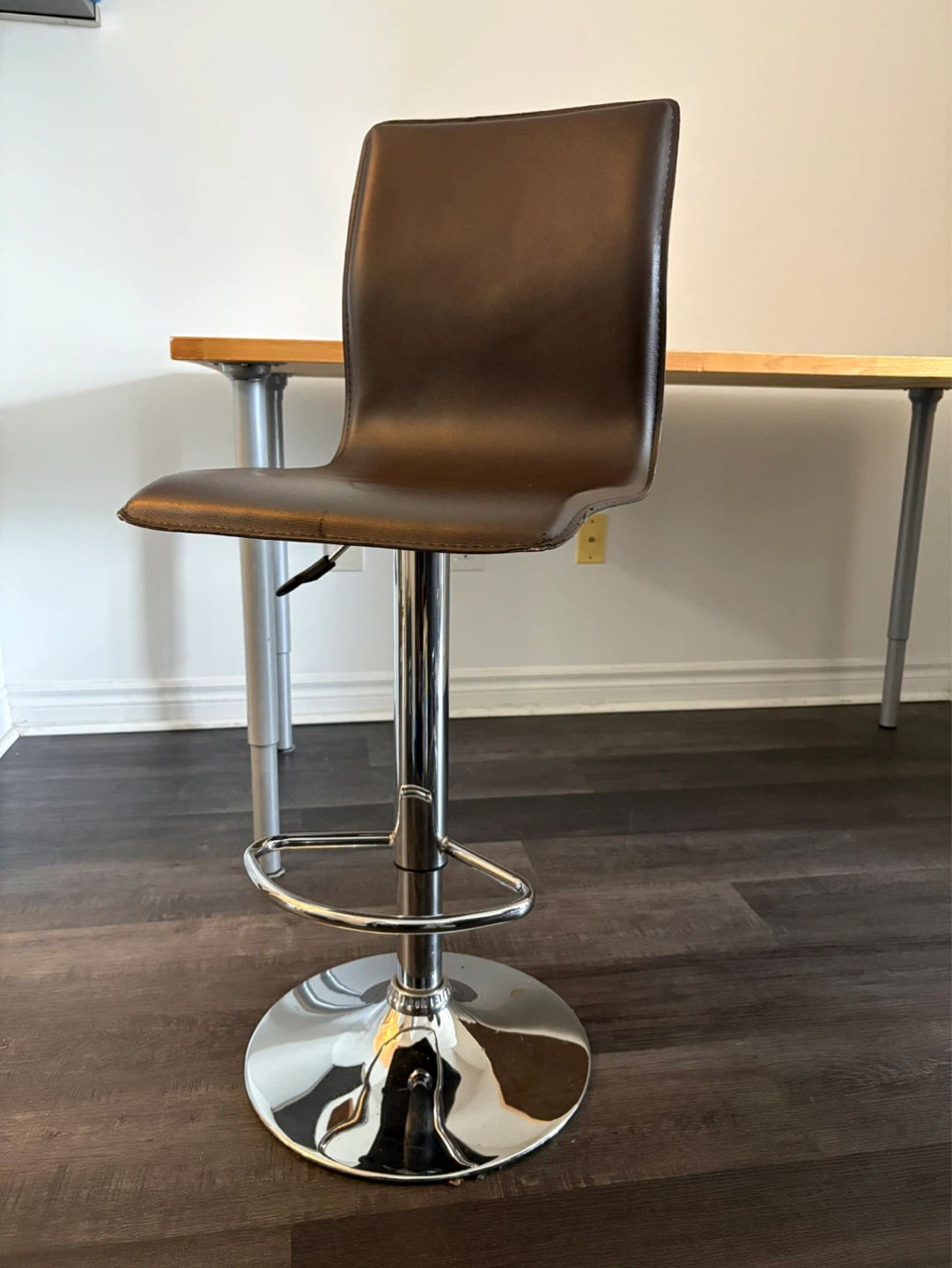 Adjustable Brown Faux Leather Bar Stool