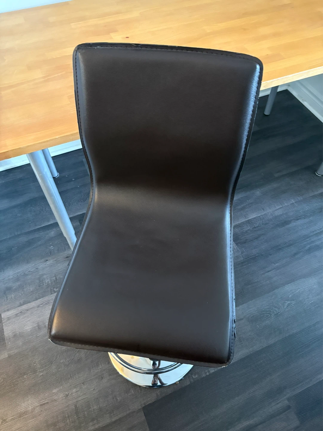 Adjustable Brown Faux Leather Bar Stool - photo 3