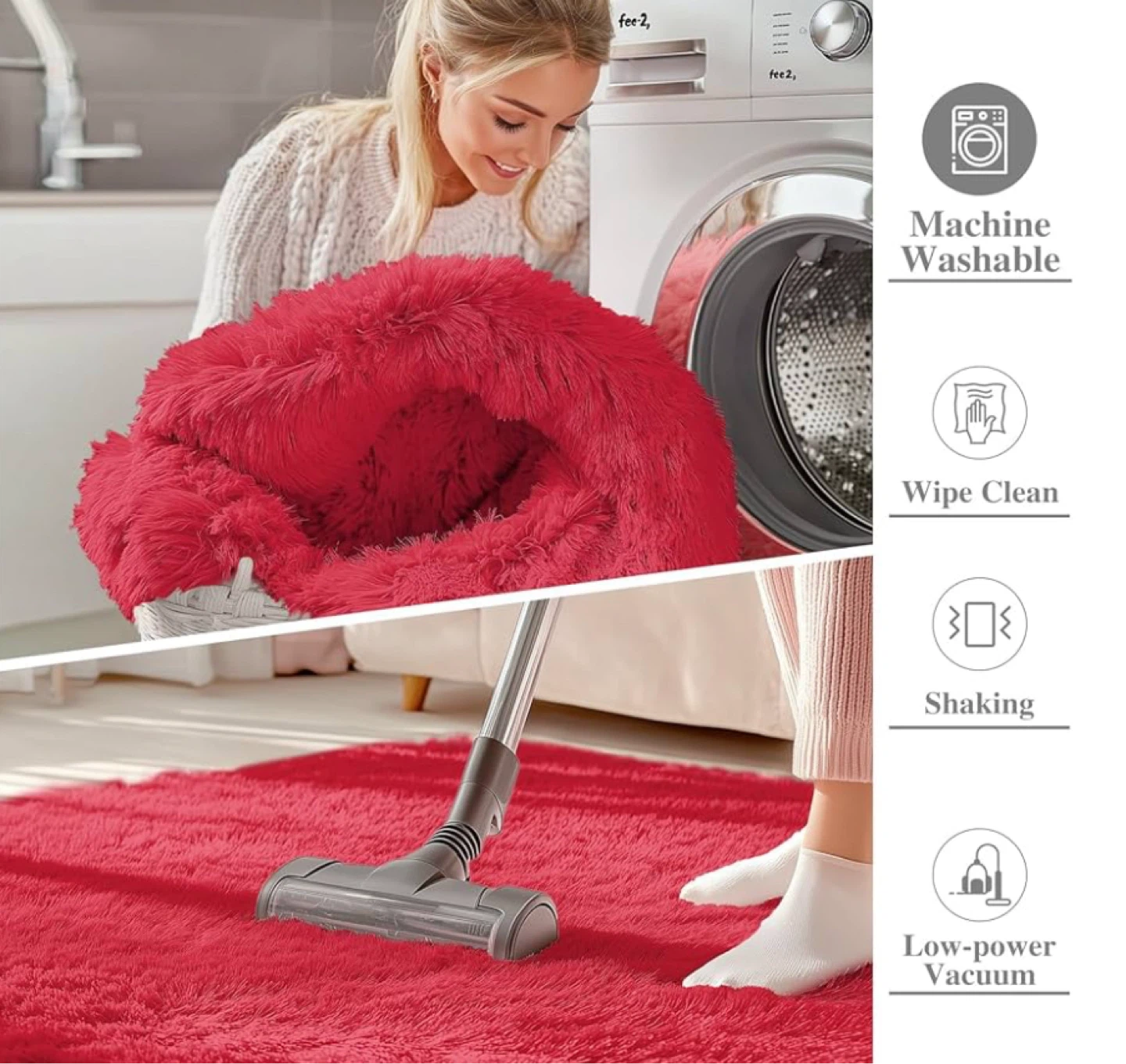Red Plush Shag Area Rug 5x7 - photo 2