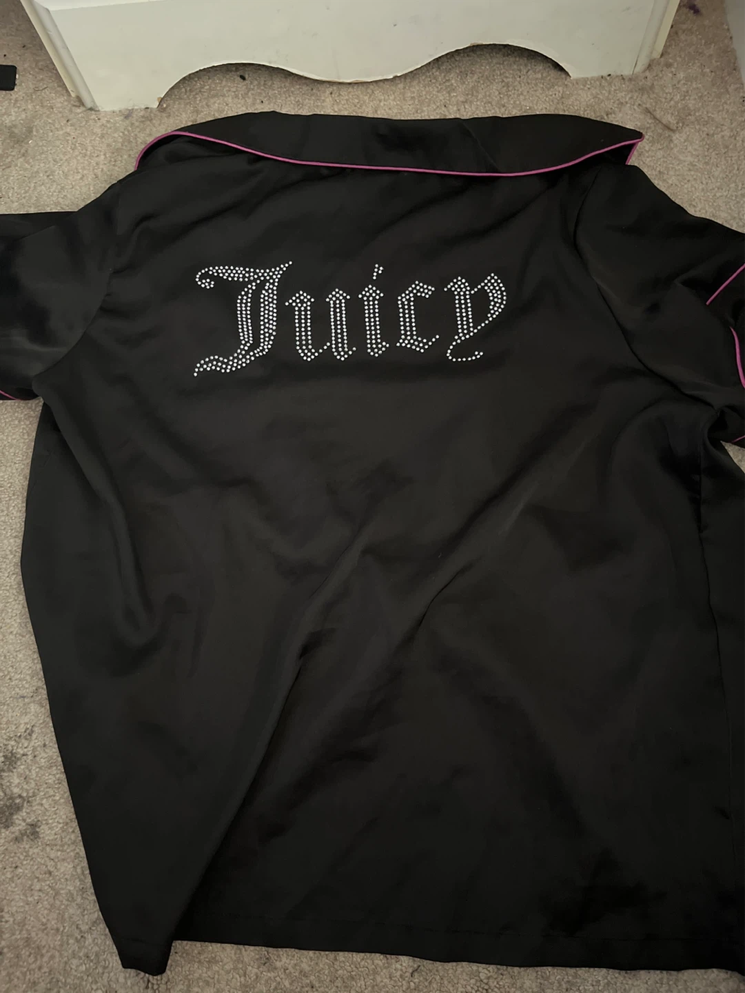 Juicy Couture Black Pajama Shirt with Rhinestones