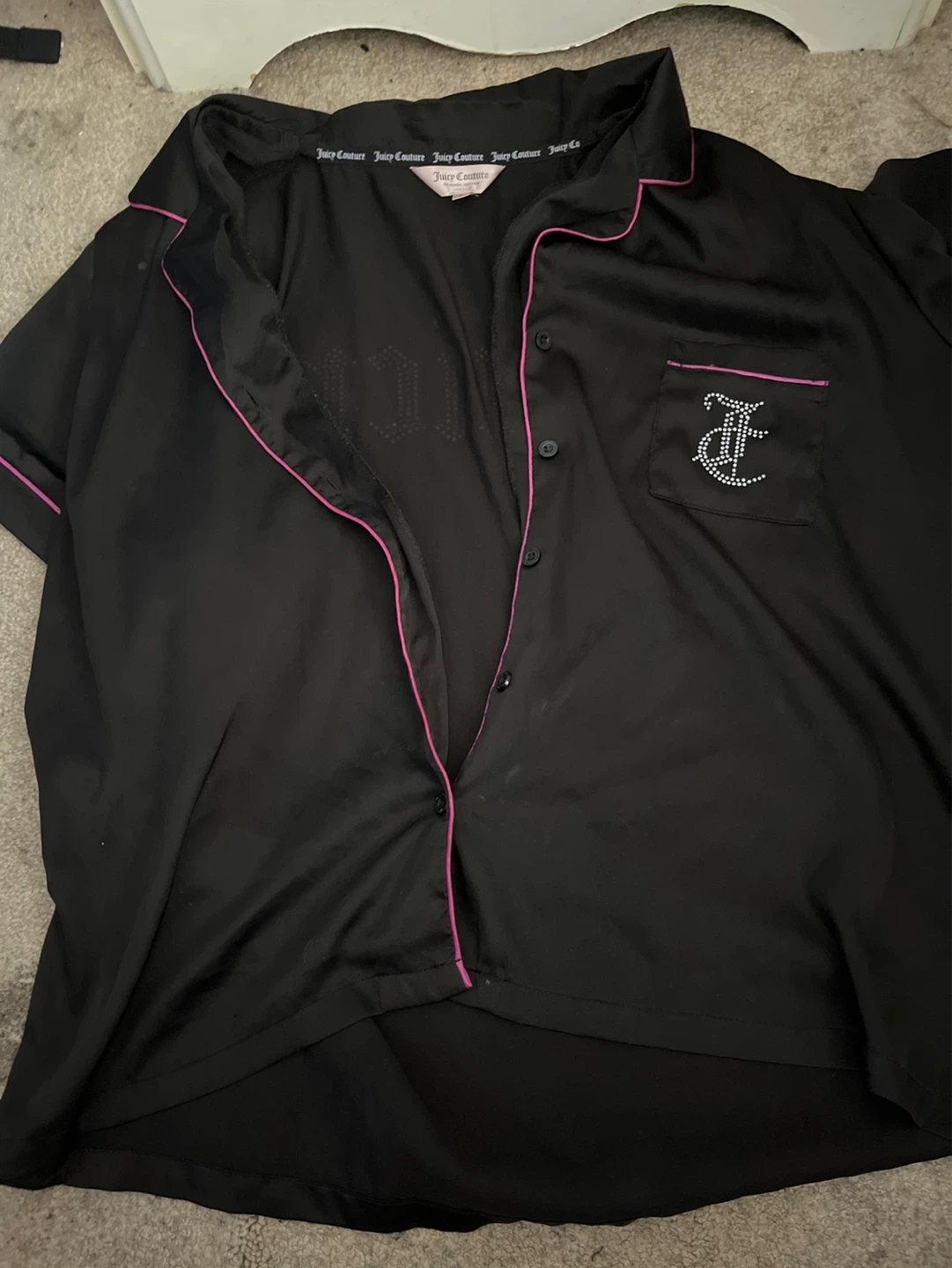 Juicy Couture Black Pajama Shirt with Rhinestones - photo 2