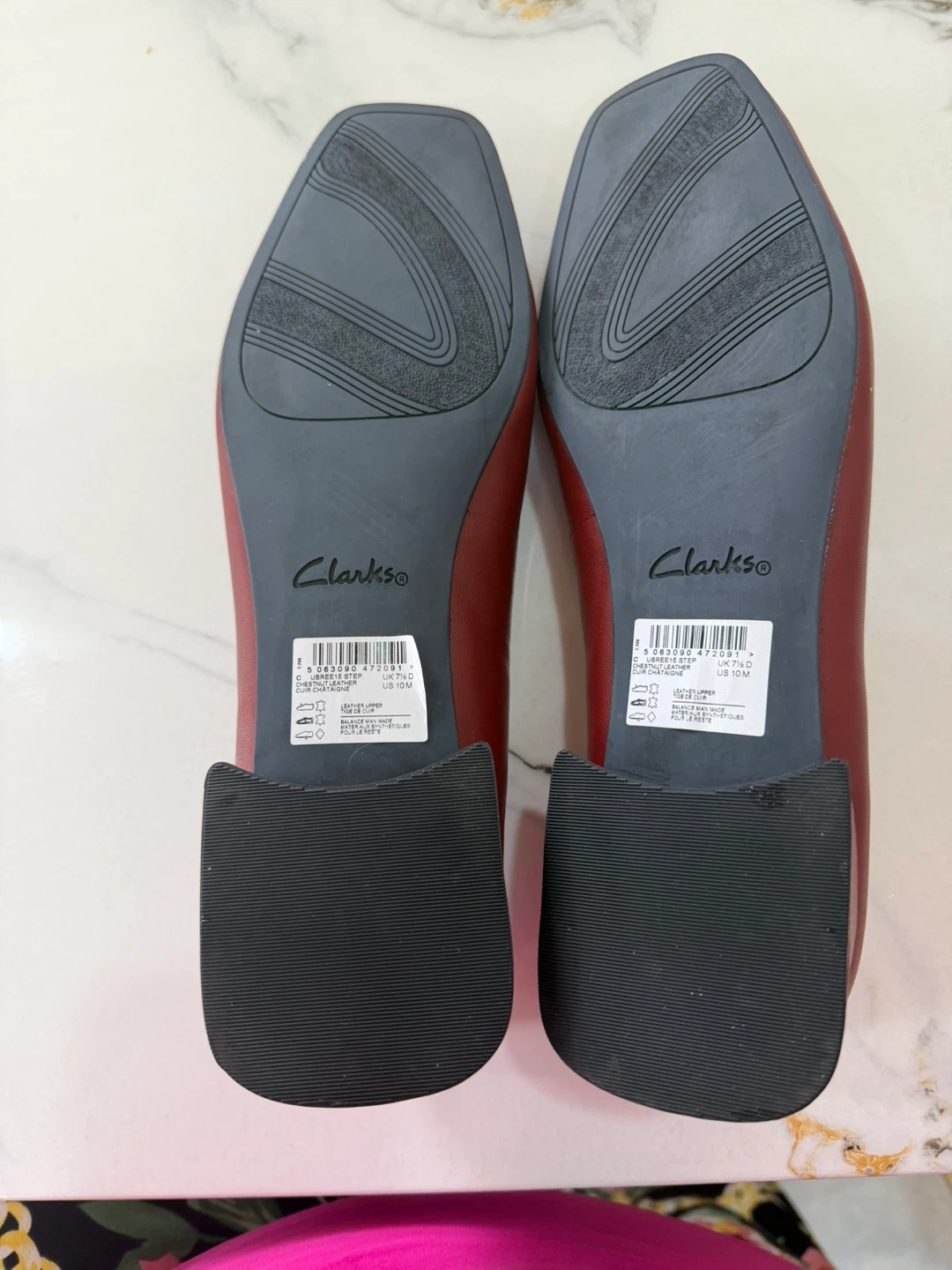Clarks Women's Burgundy Leather Ballet Flats - US 10M - photo 2