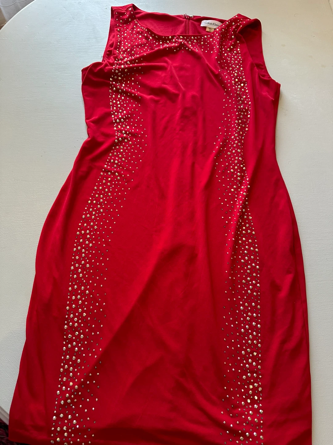 Calvin Klein Red Embellished Sheath Dress Size 10P
