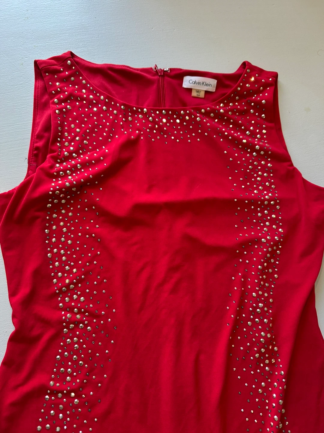 Calvin Klein Red Embellished Sheath Dress Size 10P - photo 2