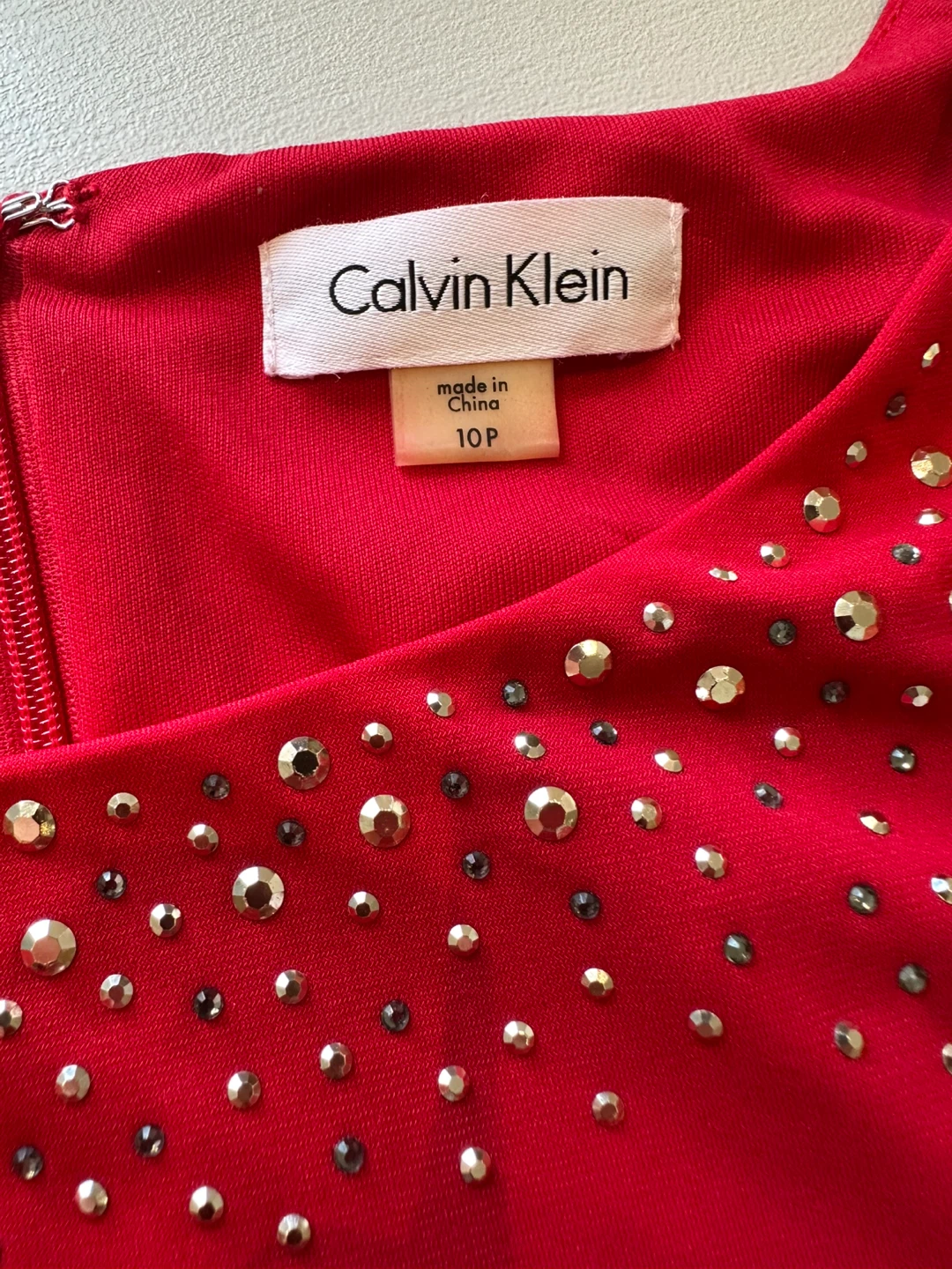 Calvin Klein Red Embellished Sheath Dress Size 10P - photo 3