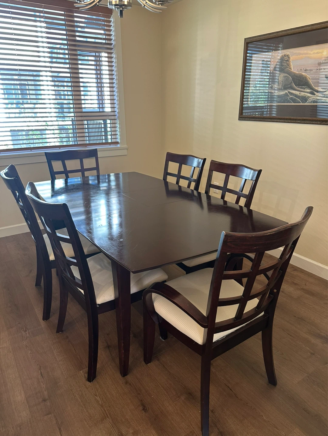 Dark Wood Dining Table and Chairs Set