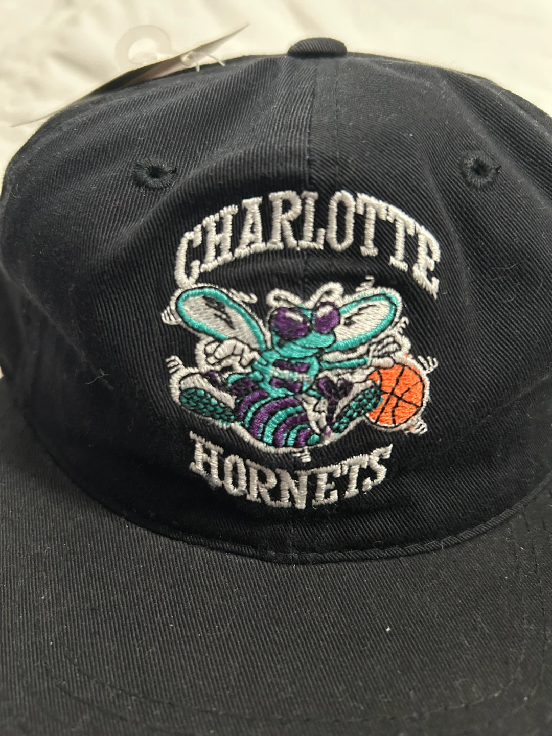 Vintage 90s Charlotte Hornets Hat NWT Black NBA Strapback Cap - photo 3