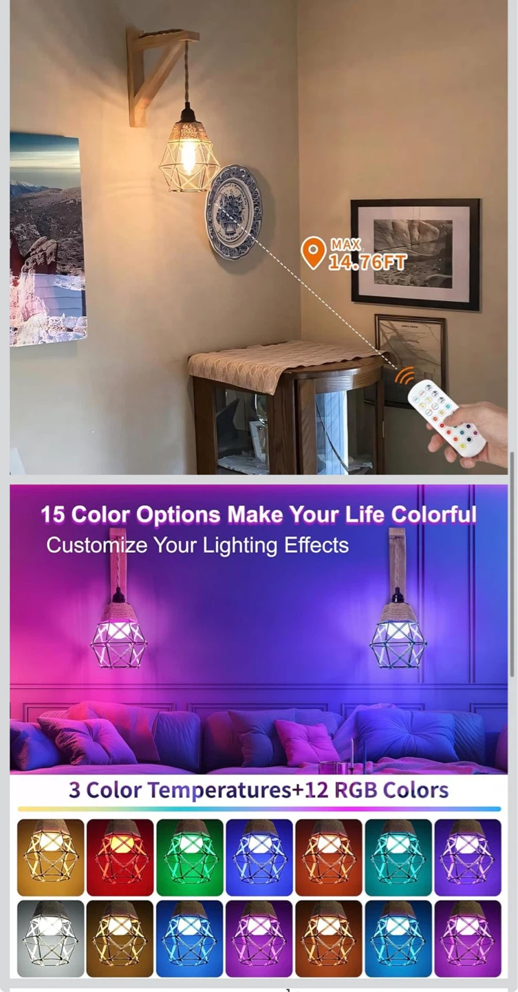 Vintage Rope Pendant Light with Remote Control - photo 3