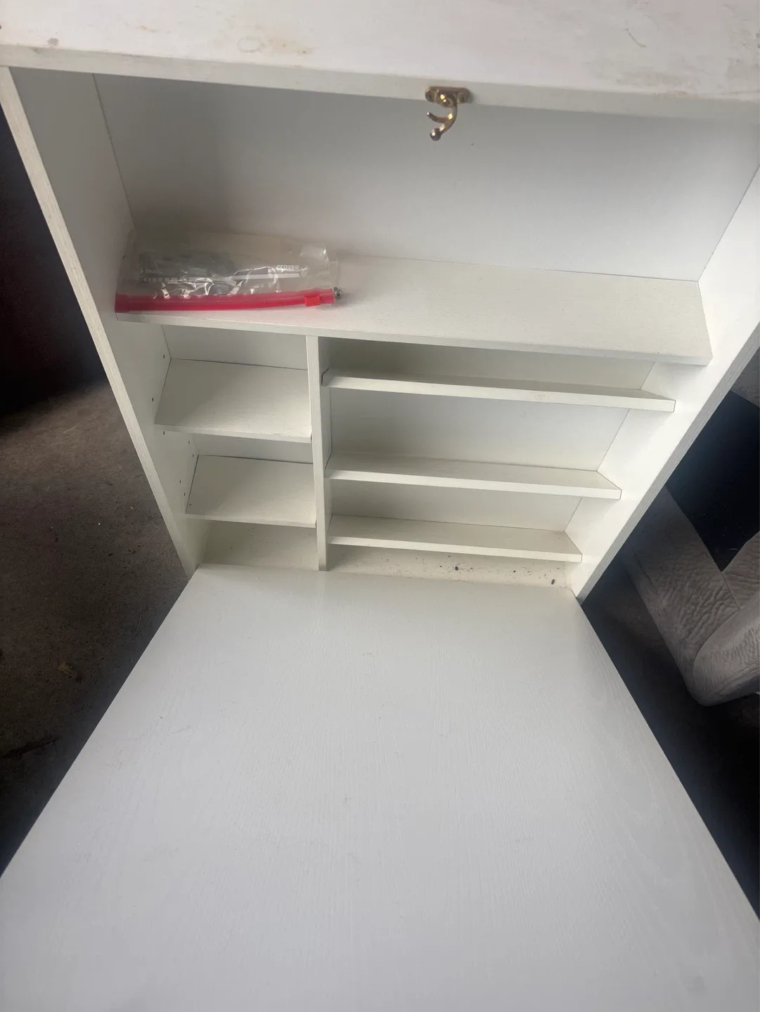 White Fold Down Wall Desk with Shelves - photo 2