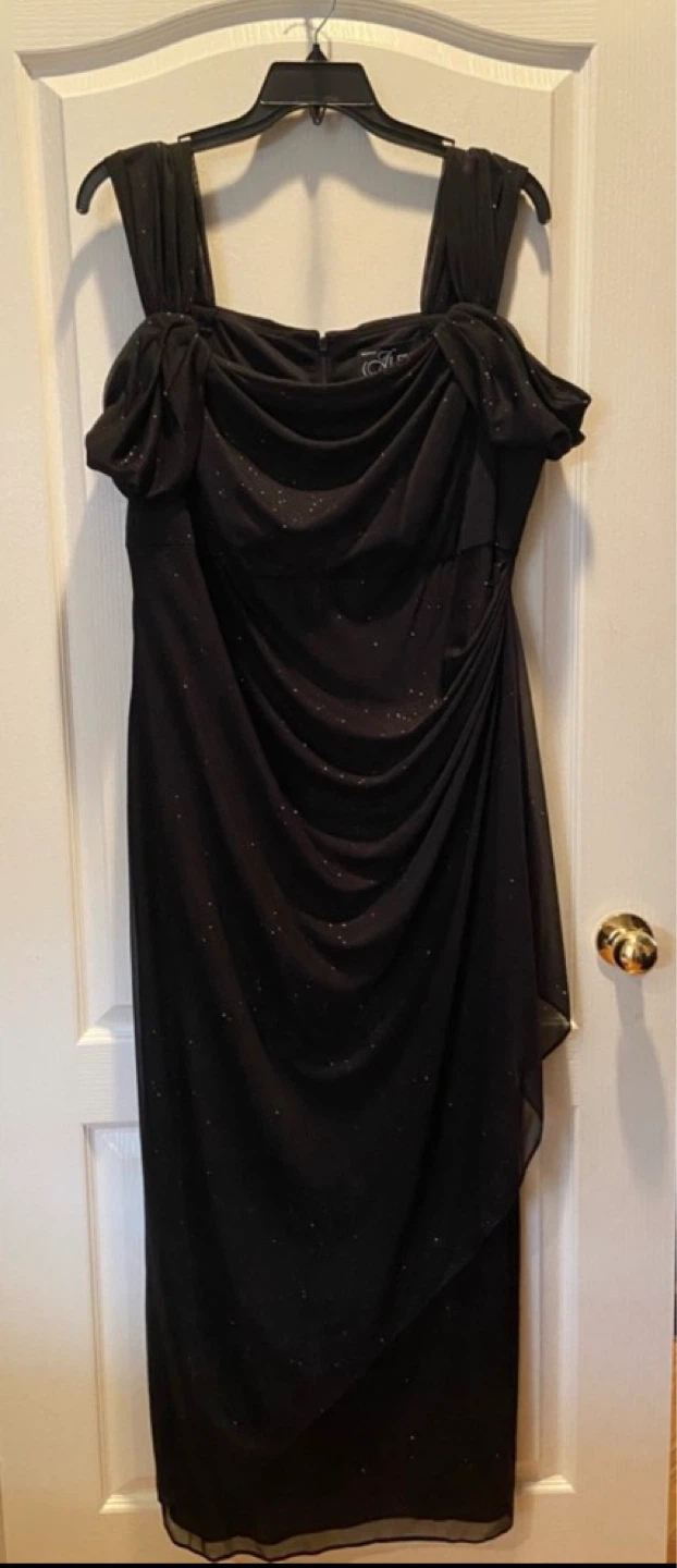 Alex Evenings Black Sparkle Draped Gown - 18W - photo 3