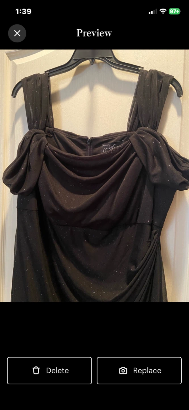 Alex Evenings Black Sparkle Draped Gown - 18W - photo 4
