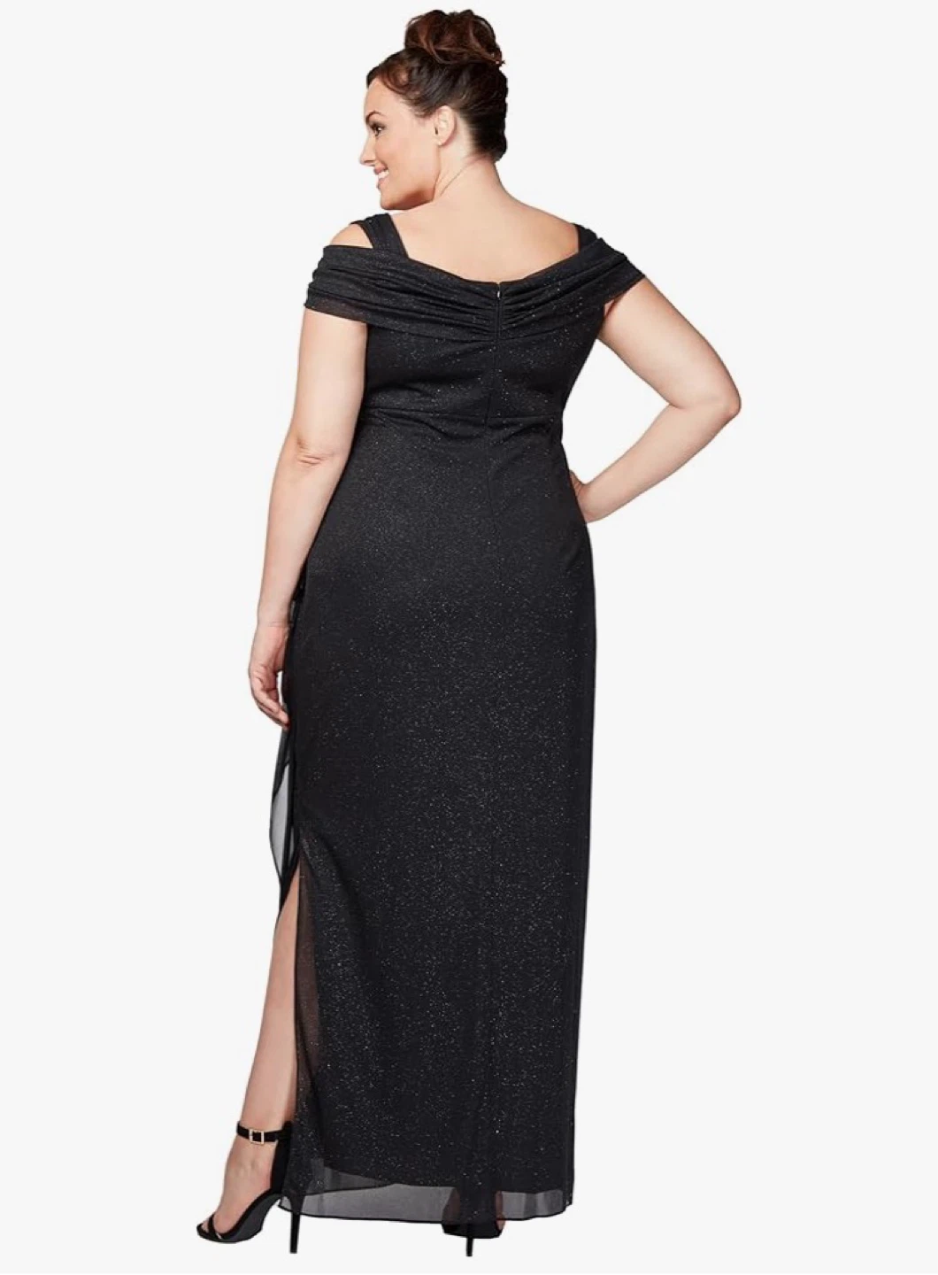Alex Evenings Black Sparkle Draped Gown - 18W - photo 2