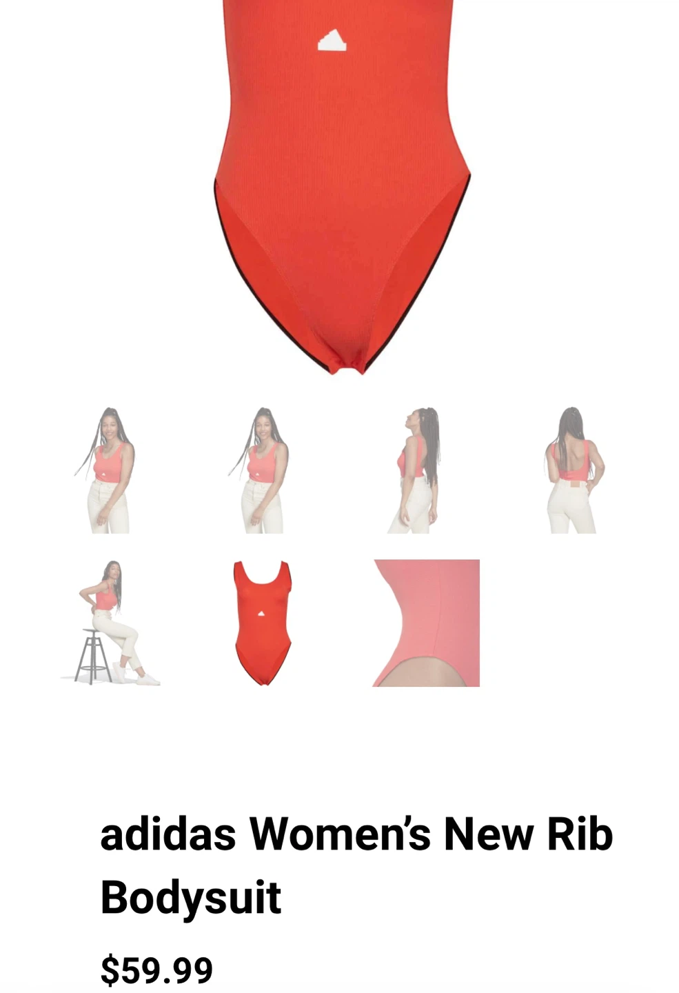 Adidas Women's New Rib Bodysuit - Red - photo 4