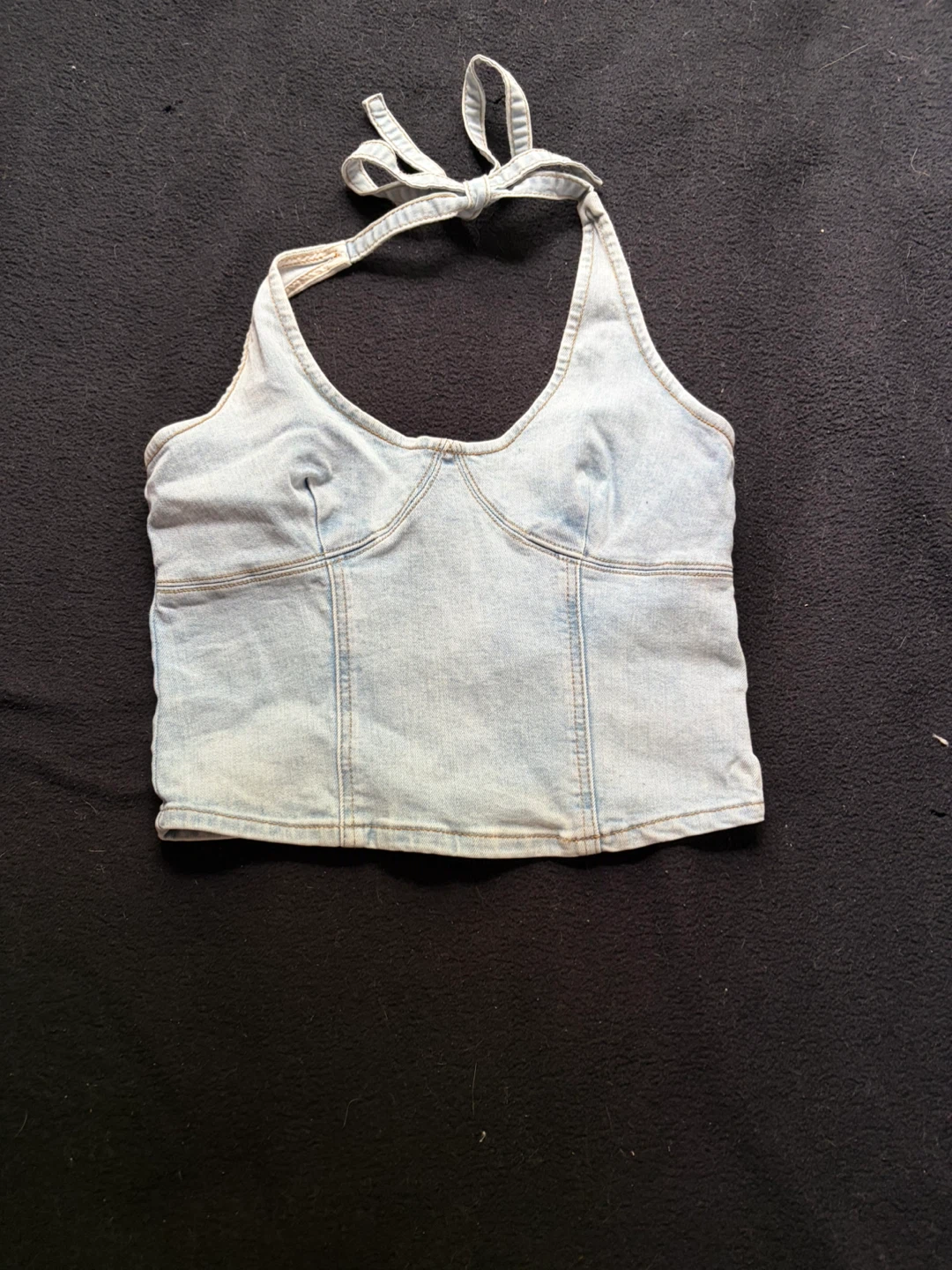 PacSun Light Wash Denim Halter Corset Top - Size S