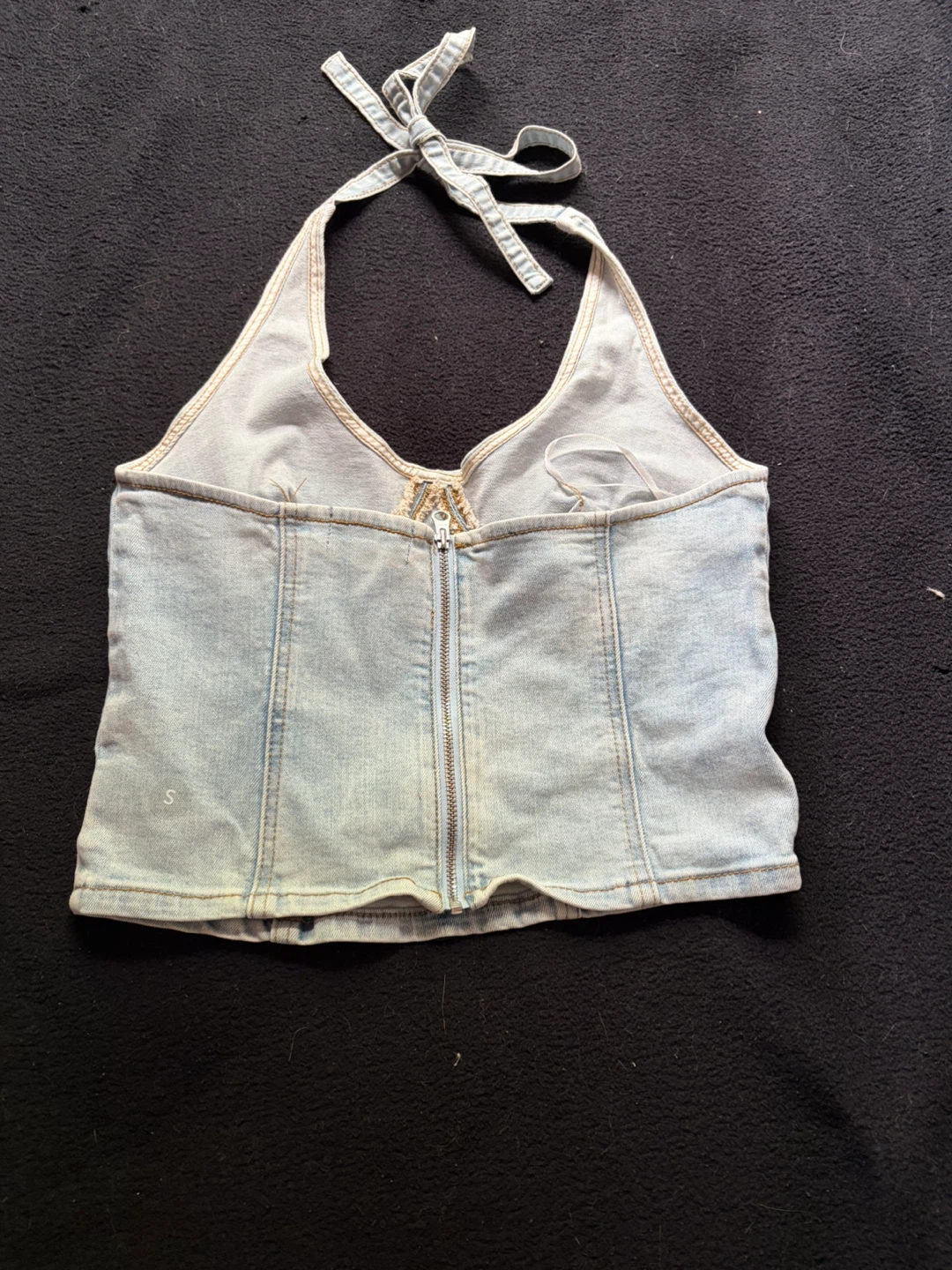 PacSun Light Wash Denim Halter Corset Top - Size S - photo 2