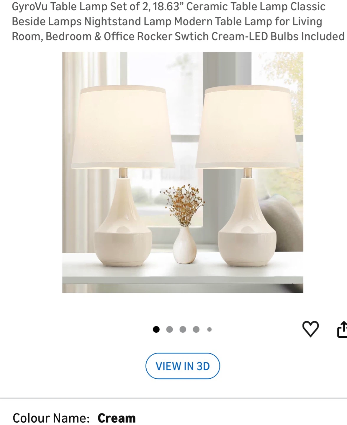 Ceramic Table Lamp Set 2 - 18.63" Cream T18